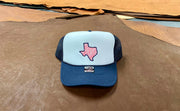 Pink Texas Woven Patch on Foam Trucker Hat | Unisex Custom Leather Patch Trucker Hats | Personalized Leather Patch Hats | Monogrammed Leather Patch Hat Cap | Handcrafted Custom Leather Logo Hat