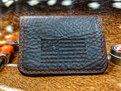 Big Dan Leather Wallet with 3 Ducks USA Flag design