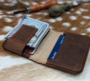 "Big Dan" Leather Wallet - Color: Brown Leather with Custom Logo