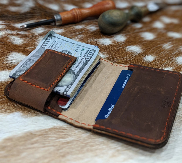 "Big Dan" Leather Wallet - Color: Brown Leather with Custom Logo