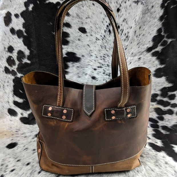 Amanda Leather Tote - Brown Leather