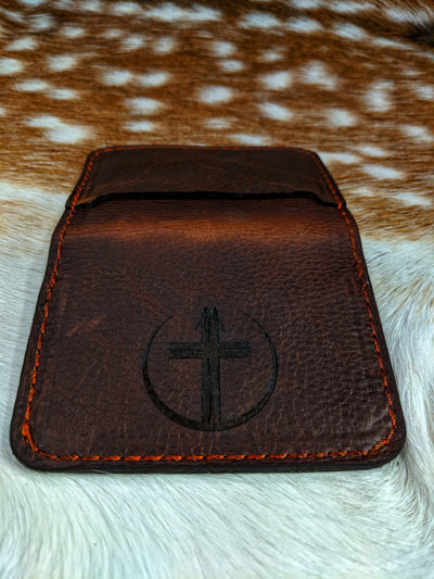 Bowfishing Prayer Cross Leather Wallet