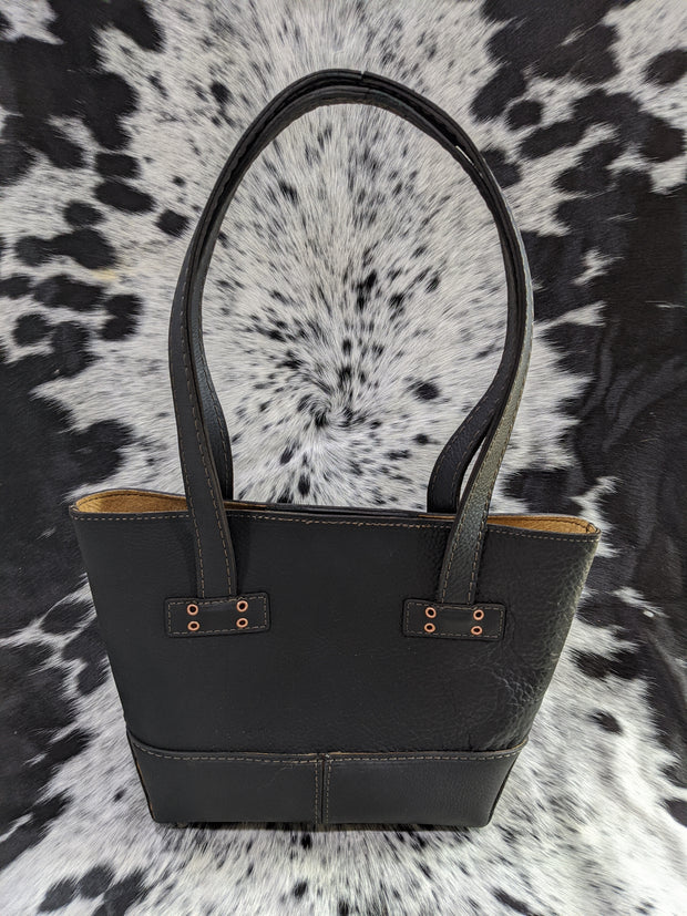 "Kristi" Leather Tote with Light Tanned Pig Skin Liner - Black Leather