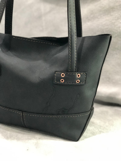 "Kristi" Leather Tote - Black Leather