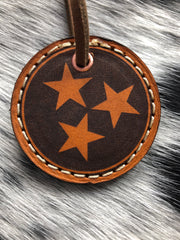 Tri Star Leather Key chain