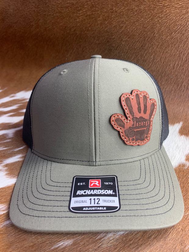 Jeep Wave Leather Patch on hat - 4 colors to choose from!