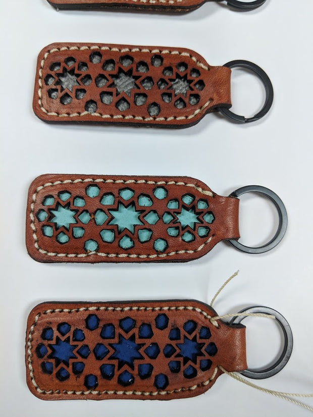 Pattern Cut Leather Keychain