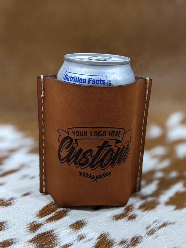 Handcrafted Firefighter Leather Can/Beer Bottle Koozie